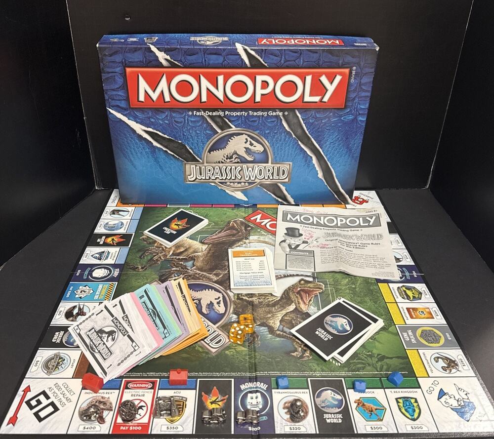 USAopoly Monopoly Jurassic World Rare Special Edition Board Game 99% Complete